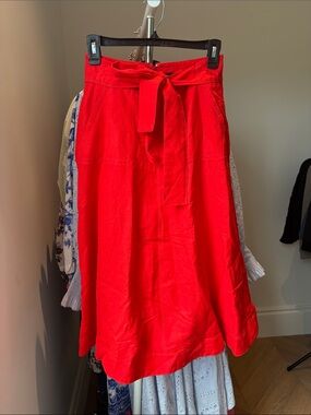 Ann Taylor Factory Red Tie-Waist A-Line Skirt